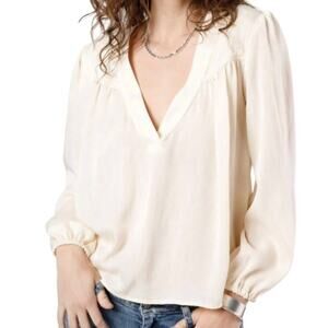 Band Of The Free NWT Cash VNeck Long Sleeve Billowing Sleeves Ivory Top Size XS